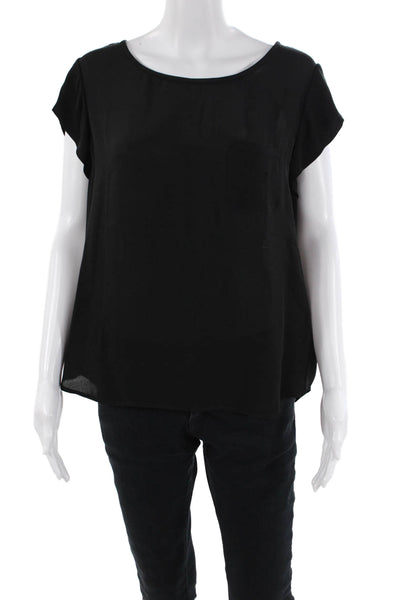 Joie Womens Silk Pocketed Detail Sleeveless Ruffle Detail Top Black Size L