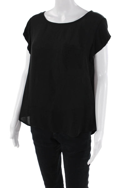 Joie Womens Silk Pocketed Detail Sleeveless Ruffle Detail Top Black Size L