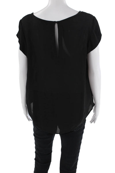 Joie Womens Silk Pocketed Detail Sleeveless Ruffle Detail Top Black Size L