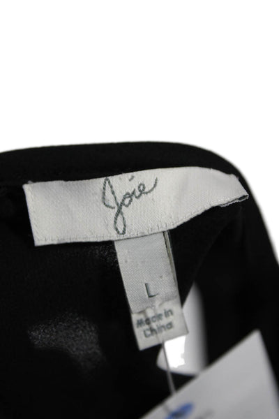 Joie Womens Silk Pocketed Detail Sleeveless Ruffle Detail Top Black Size L
