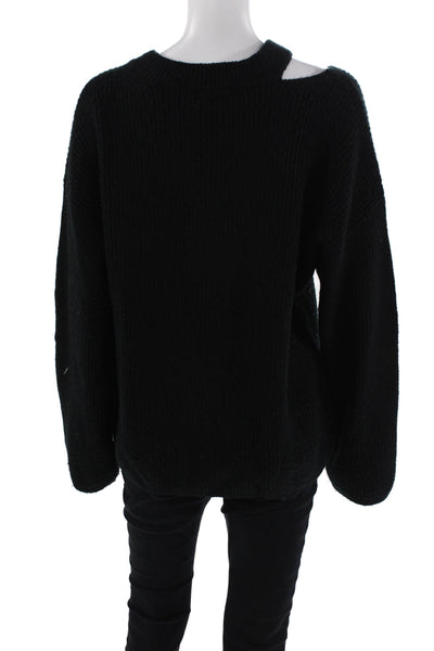 Rails Womens Crew Neck Cut Out Detail Long Sleeve Sweater Black Size M