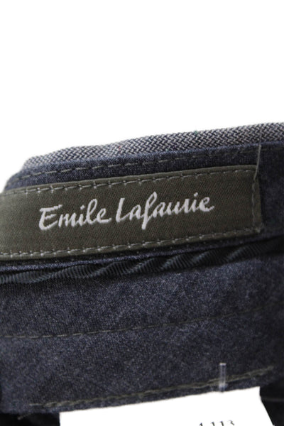 Emile Lafaurie Mens Wool Spotted Print Tailored Straight Leg Pants Blue Size 46