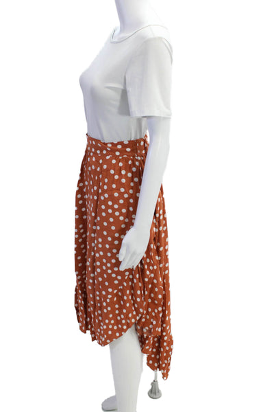 Maje Womes Polka Dot Elastic Waist Mid-Calf Skirt Orange Size 2