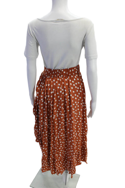Maje Womes Polka Dot Elastic Waist Mid-Calf Skirt Orange Size 2