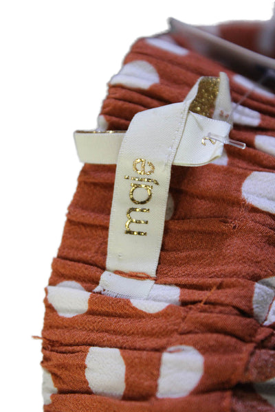 Maje Womes Polka Dot Elastic Waist Mid-Calf Skirt Orange Size 2