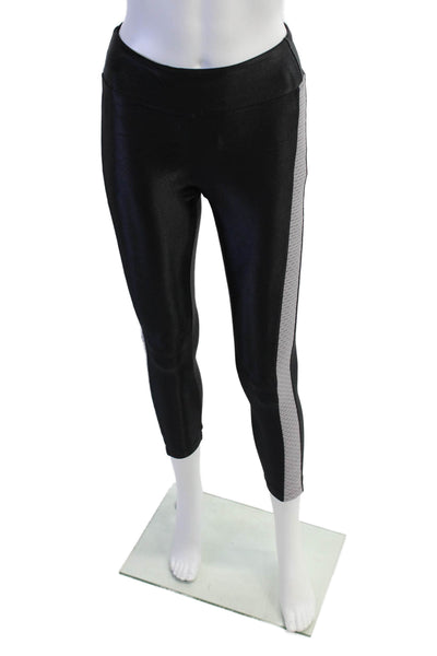 Koral Womens Textured Trim Color Block Pull On Black Purple Leggings Size Small