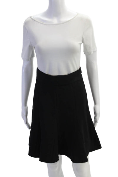 Chloe Womens Side Zip Pleated Flare Mini Skirt Solid Black Size 34