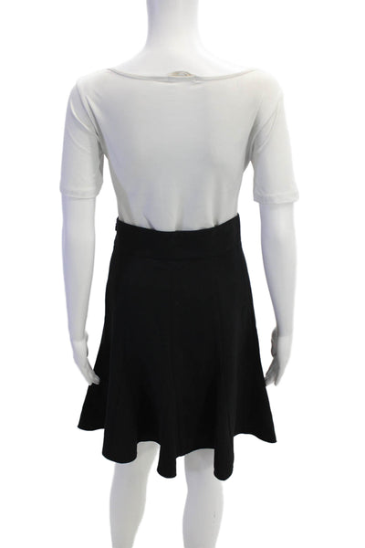 Chloe Womens Side Zip Pleated Flare Mini Skirt Solid Black Size 34