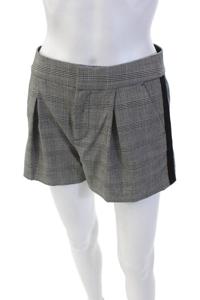 Joie Womens Plaid Pleated Front High Rise Dress Shorts Black Size 2