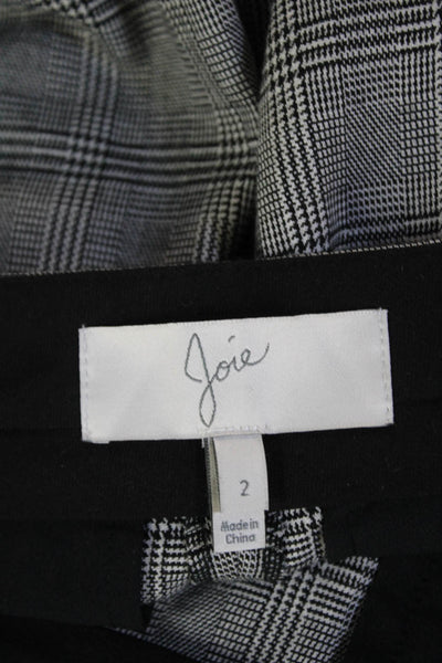 Joie Womens Plaid Pleated Front High Rise Dress Shorts Black Size 2