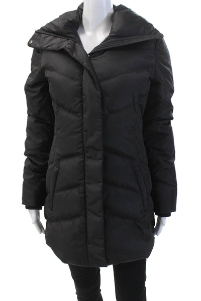 Marc New York Womens High Neck Two Pocket Zip Up Puffer Coat Black Size M