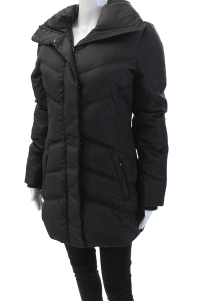 Marc New York Womens High Neck Two Pocket Zip Up Puffer Coat Black Size M