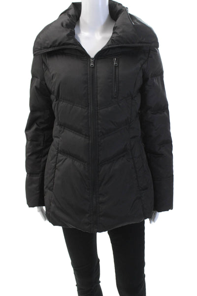 Marc New York Womens High Neck Zip Up Puffer Coat Black Size M