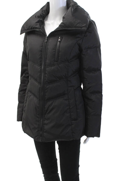Marc New York Womens High Neck Zip Up Puffer Coat Black Size M