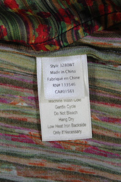 Ecru Womens Long Sleeve Button Front Collared Shirt Black Green Red Size Large