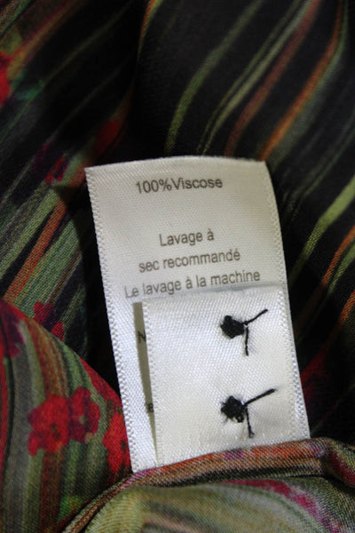 Ecru Womens Long Sleeve Button Front Collared Shirt Black Green Red Size Large