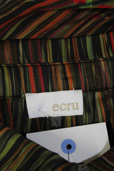 Ecru Womens Long Sleeve Button Front Collared Shirt Black Green Red Size Large