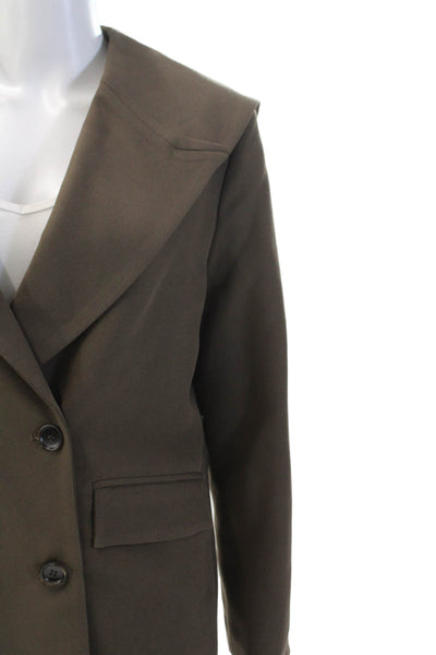 Muze Womens Double Breasted Pointed Lapel Blazer Jacket Brown Size Medium
