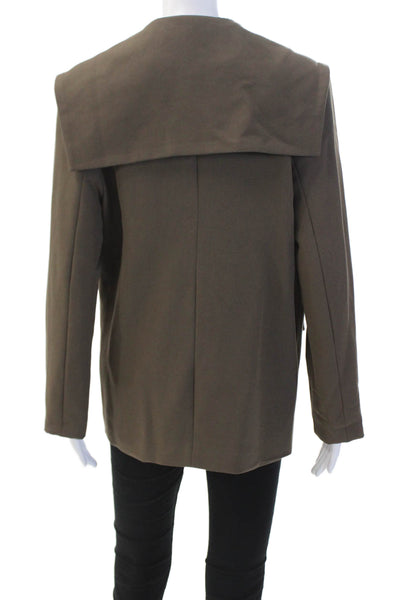 Muze Womens Double Breasted Pointed Lapel Blazer Jacket Brown Size Medium