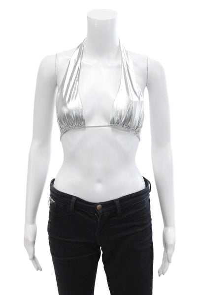 Solid & Striped Womens Nani Bikini Bathing Suit Top Silver Size Large