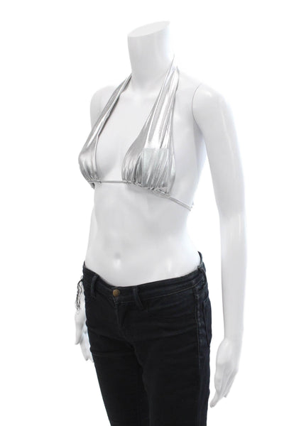 Solid & Striped Womens Nani Bikini Bathing Suit Top Silver Size Large