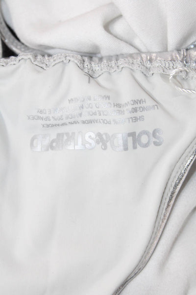 Solid & Striped Womens Nani Bikini Bathing Suit Top Silver Size Large