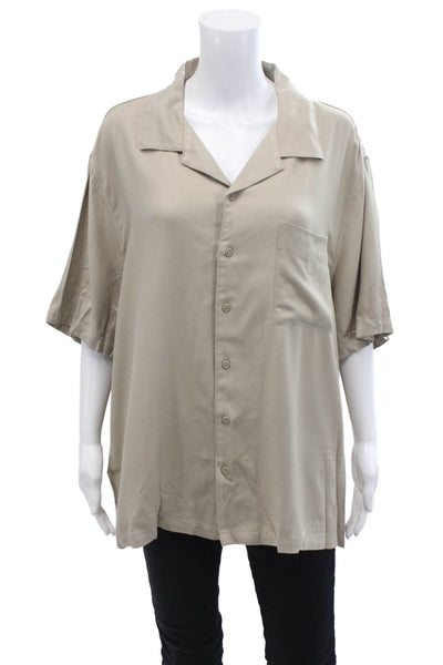 ONIA Womens Short Sleeves Button Down Shirt Tan Beige Size Extra Large