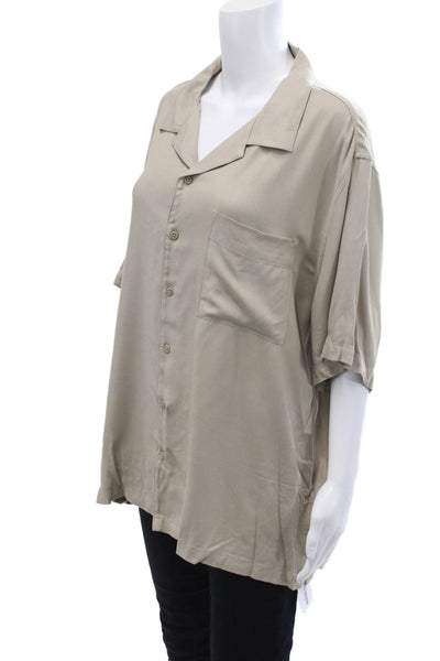 ONIA Womens Short Sleeves Button Down Shirt Tan Beige Size Extra Large