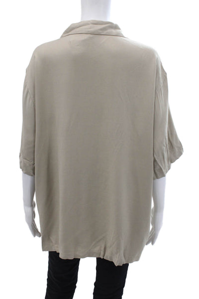 ONIA Womens Short Sleeves Button Down Shirt Tan Beige Size Extra Large