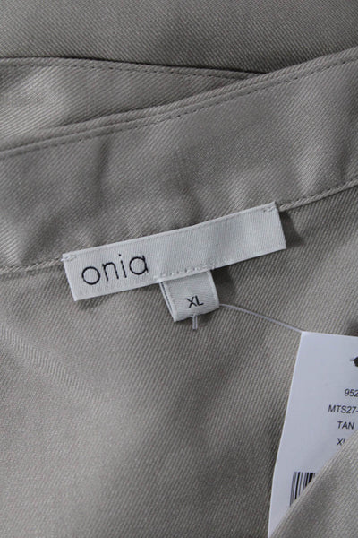 ONIA Womens Short Sleeves Button Down Shirt Tan Beige Size Extra Large