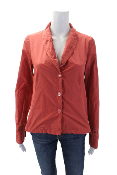 Katharina Hovman Womens Collared Long Sleeve Buttoned Blouse Orange Size 4