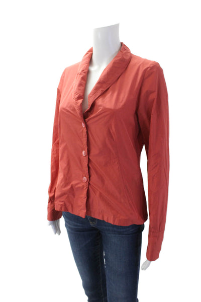 Katharina Hovman Womens Collared Long Sleeve Buttoned Blouse Orange Size 4