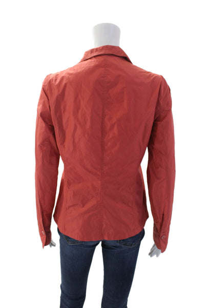 Katharina Hovman Womens Collared Long Sleeve Buttoned Blouse Orange Size 4
