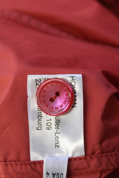 Katharina Hovman Womens Collared Long Sleeve Buttoned Blouse Orange Size 4