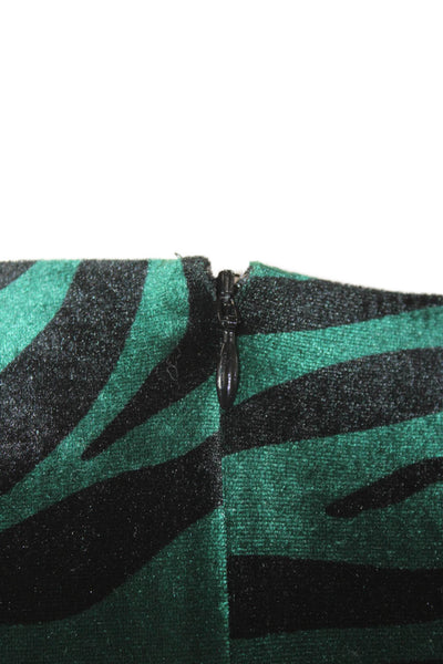 Lini Womens Velvet Animal Print V Neck Dress Green Black Size Small