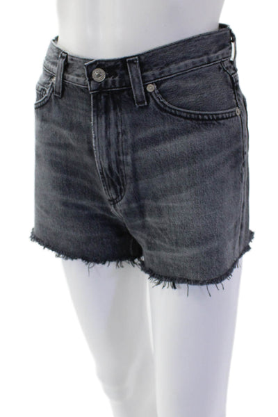 Citizens of Humanity Womens High Rise Distress Mini Denim Shorts Blue Size 25