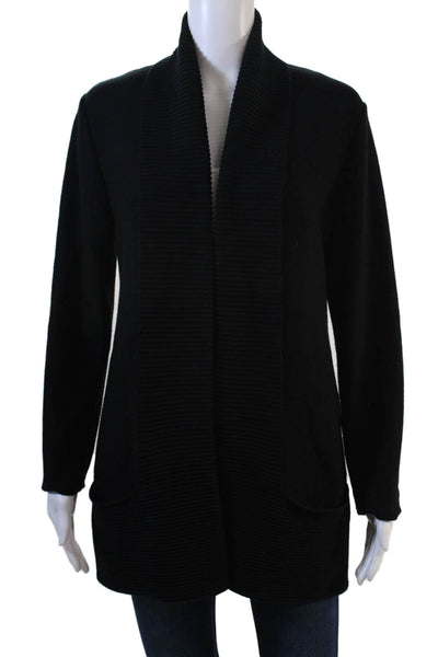 Marble Womens Woven Long Sleeve Open Front Cardigan Sweater Black Size S