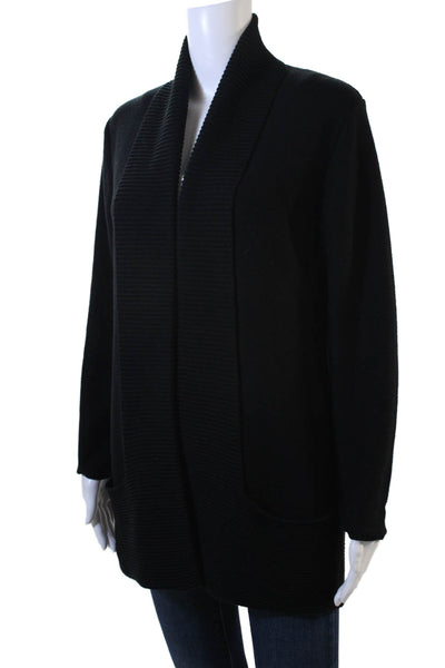 Marble Womens Woven Long Sleeve Open Front Cardigan Sweater Black Size S