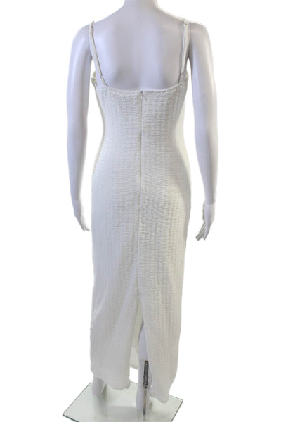 Princess Polly Womens Textured Print Sleeveless Bodycon Dress White Size 6