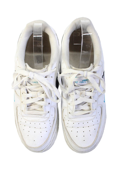 Nike Boys Lace Up Perfoated Metallic Logo Air Force 1 Sneakers White Size 7