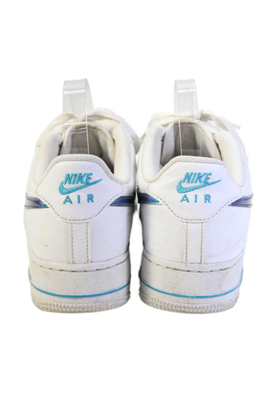 Nike Boys Lace Up Perfoated Metallic Logo Air Force 1 Sneakers White Size 7