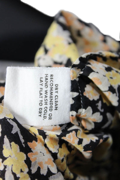 Apiece Apart Womens Textured Long Sleeve Button Up Floral Top Yellow Size XS