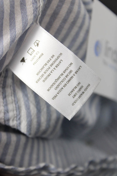 Rails Womens Button Front Collared Striped Strawberry Shirt Blue White Small