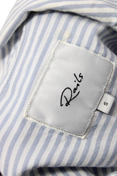 Rails Womens Button Front Collared Striped Strawberry Shirt Blue White Small