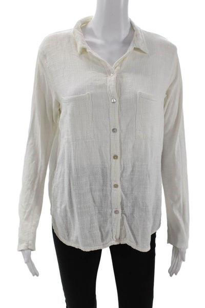 Velvet by Graham & Spencer Womens Button Front Collared Shirt White Size Medium