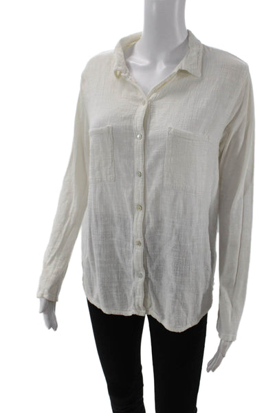 Velvet by Graham & Spencer Womens Button Front Collared Shirt White Size Medium