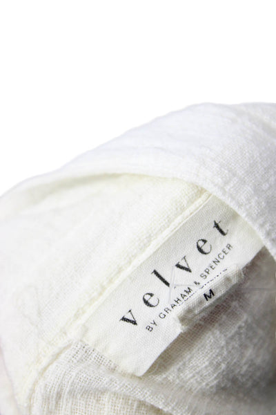 Velvet by Graham & Spencer Womens Button Front Collared Shirt White Size Medium