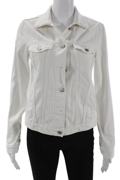 Gap Womens Button Front Long Sleeve Collared Jean Jacket White Size XS