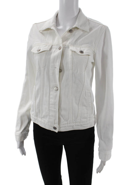 Gap Womens Button Front Long Sleeve Collared Jean Jacket White Size XS