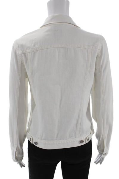 Gap Womens Button Front Long Sleeve Collared Jean Jacket White Size XS
